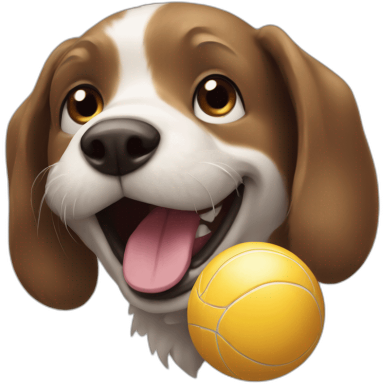 a cheerful dog plays with a ball emoji