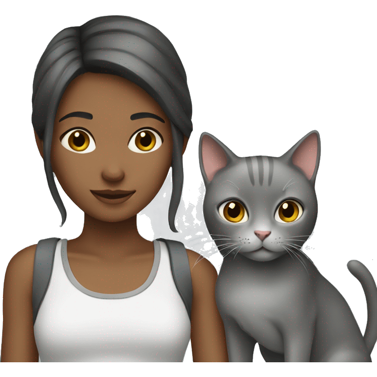 girl with a gray cat emoji