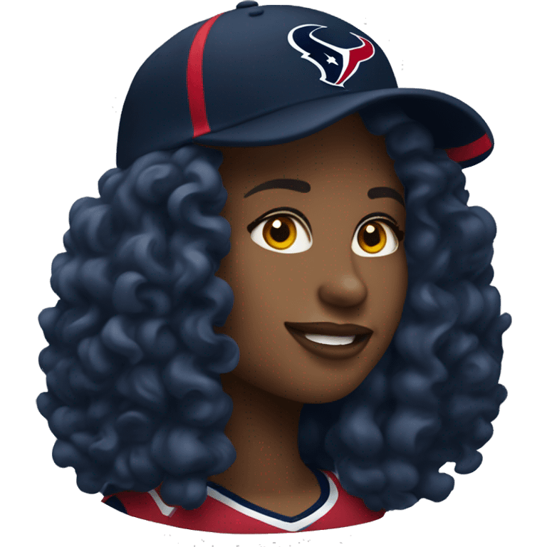 HOUSTON TEXANS baseball hat woman with long curly hair  emoji