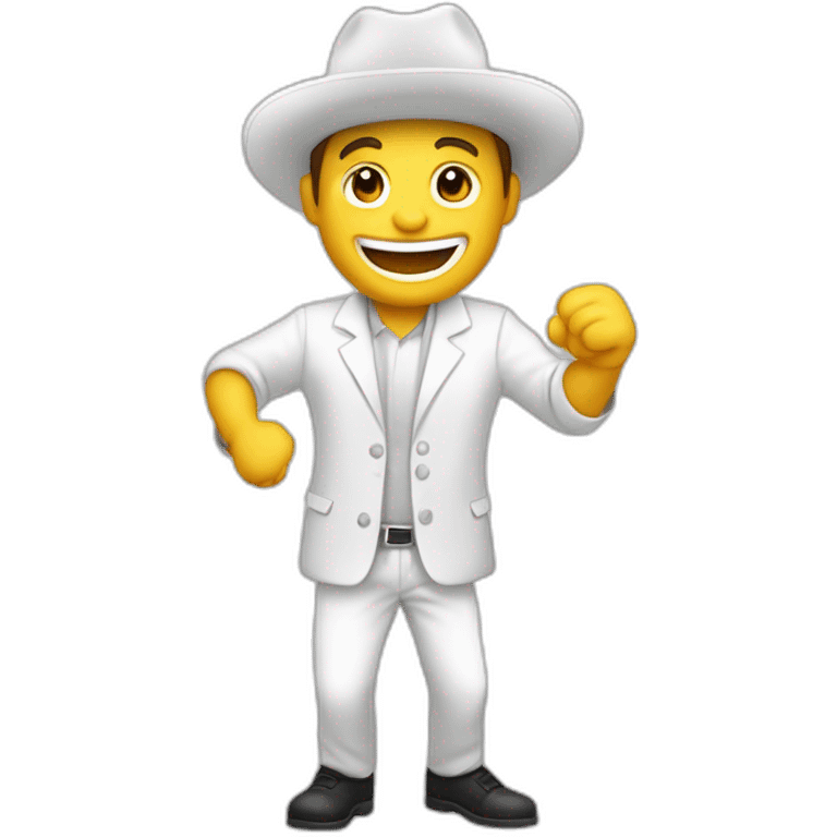 hombre blanco feliz saltando de la alegria, cuerpo entero emoji