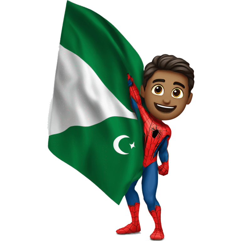 Spider-man waving Pakistan flag in hand emoji