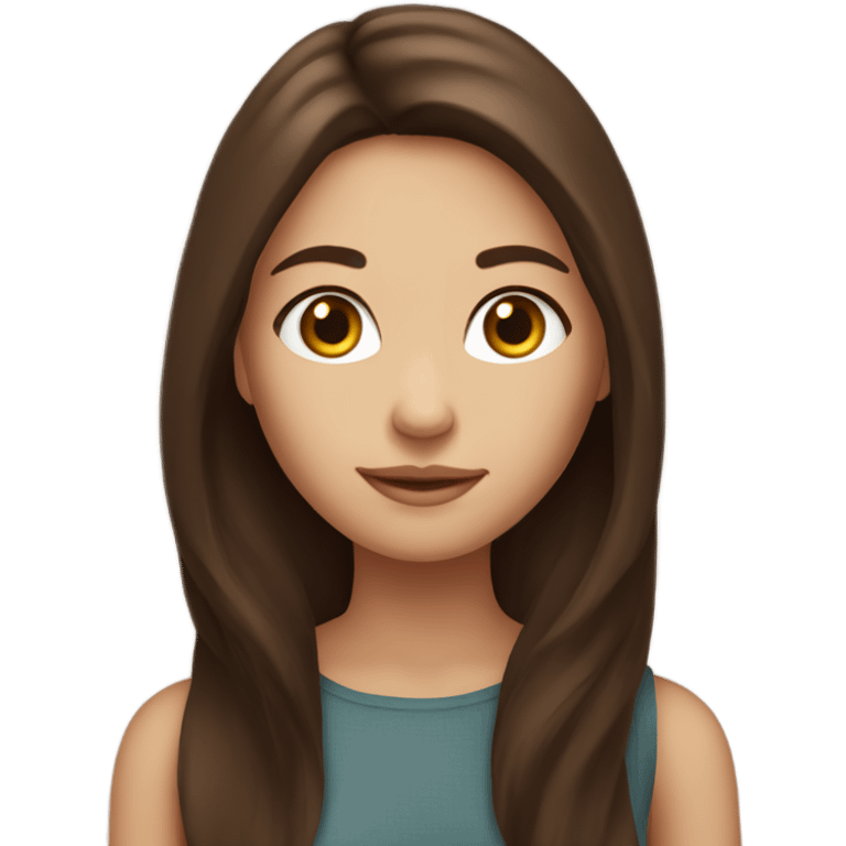 beautiful brunette girl with long brown hair and warm skin emoji