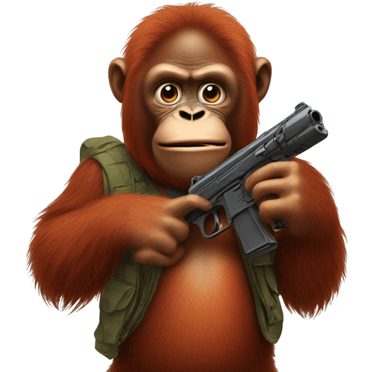 A orangutan with a gun  emoji