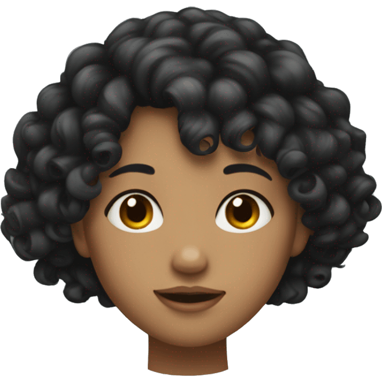 girl with curly black colored hair and bangs emoji