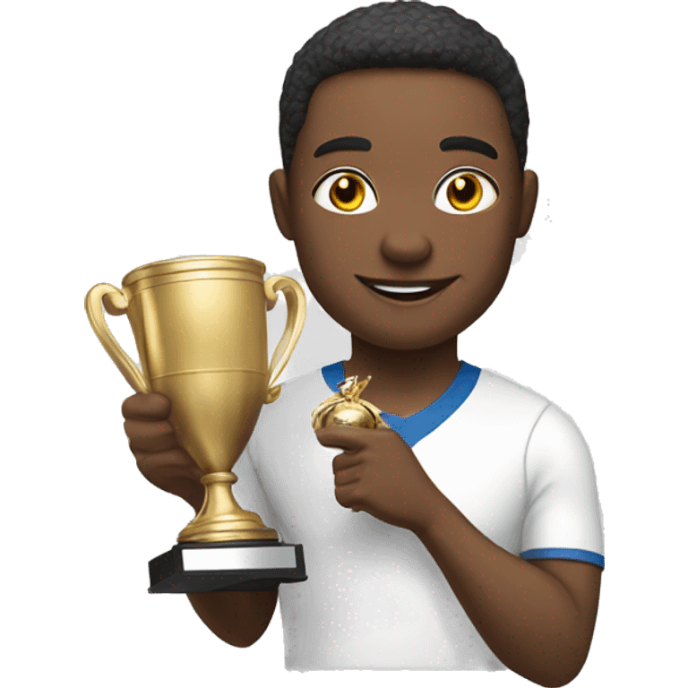 white athlete with winner trophy emoji