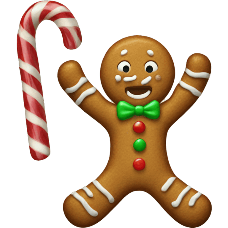 Gingerbread man eating a candy cane  emoji