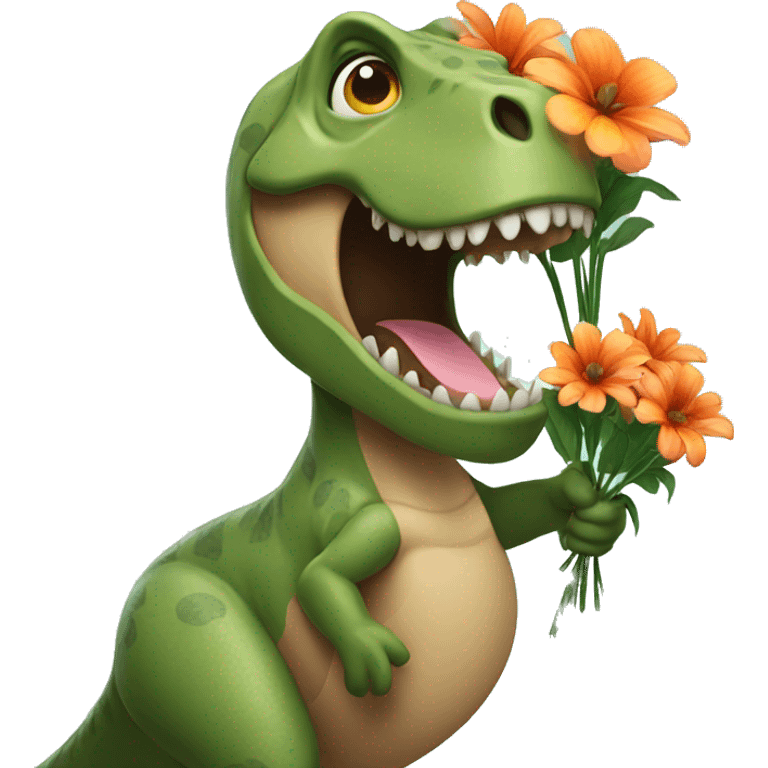 Trex holding flowers emoji