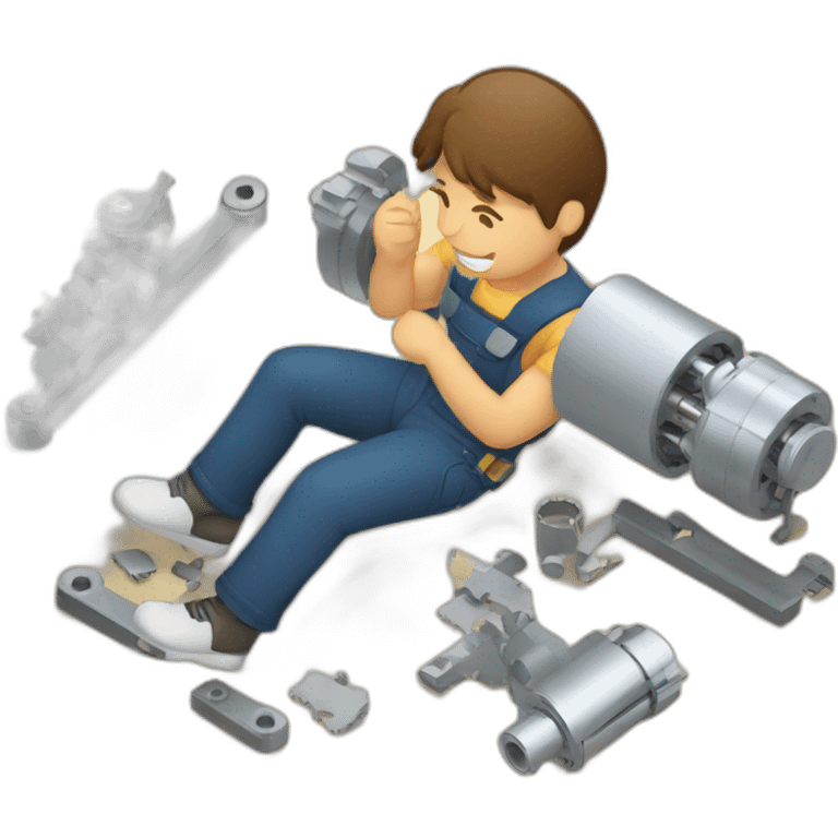 a mechanical engineer is working on the floor emoji