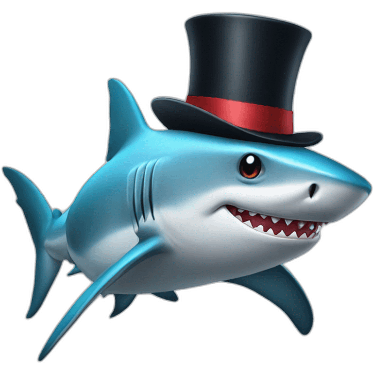 Shark with a top hat emoji