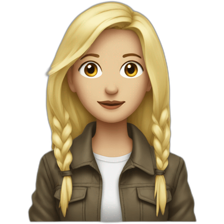 Blonde girl jacket tied aroundw emoji