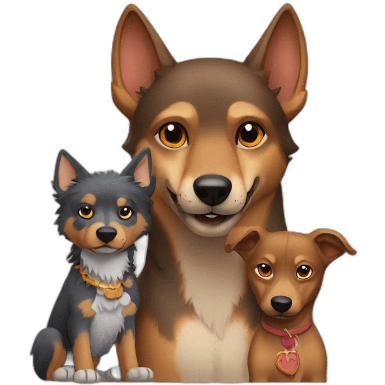 Wolf with Daschhund and Minpin like friends emoji