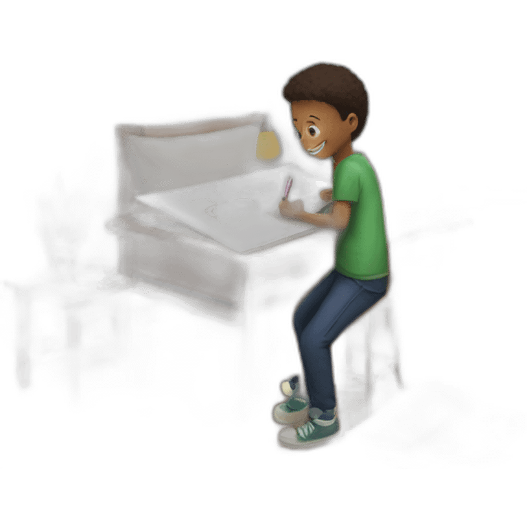 One boy drawing sketch in room emoji