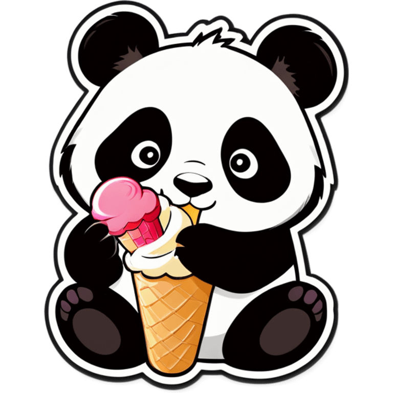 Panda eating ice cream emoji