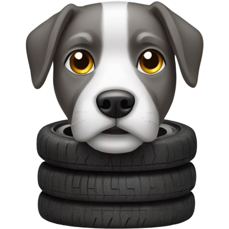 A dog with tires emoji