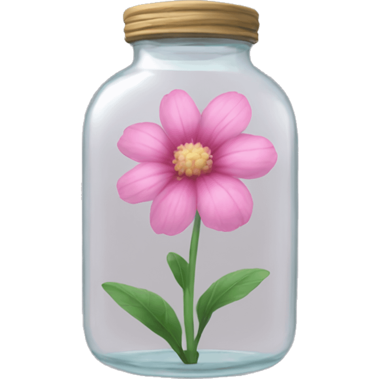 Realistic pink flower in a transparent jar emoji