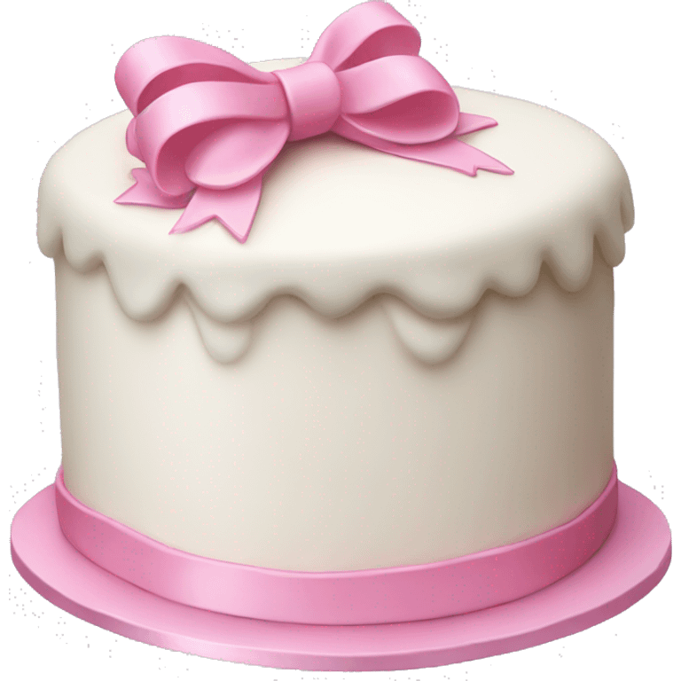 A white cake with a pink bow  emoji