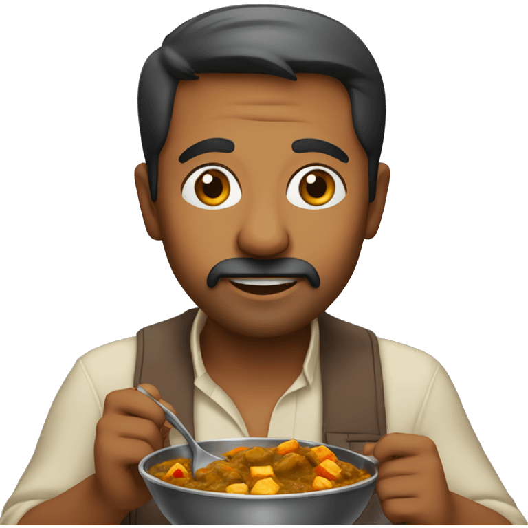 indian man eating curry emoji