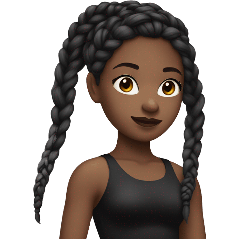 white skin with black frend braided hair girl wearing a black leotard emoji