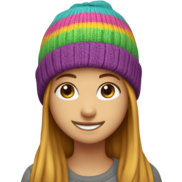 smiling girls with beanie hats emoji