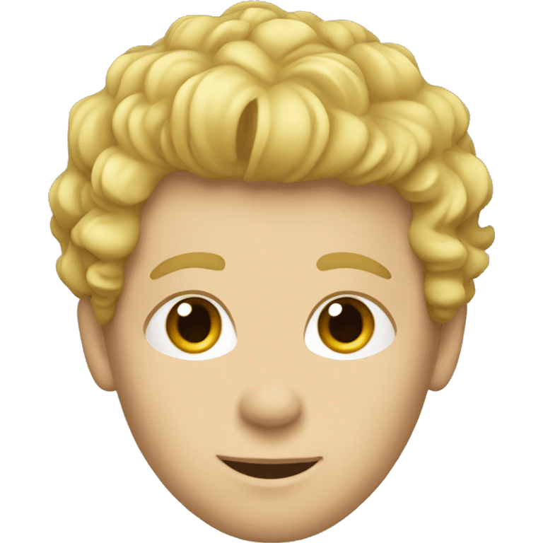 blond guy with taper cut, curly front emoji