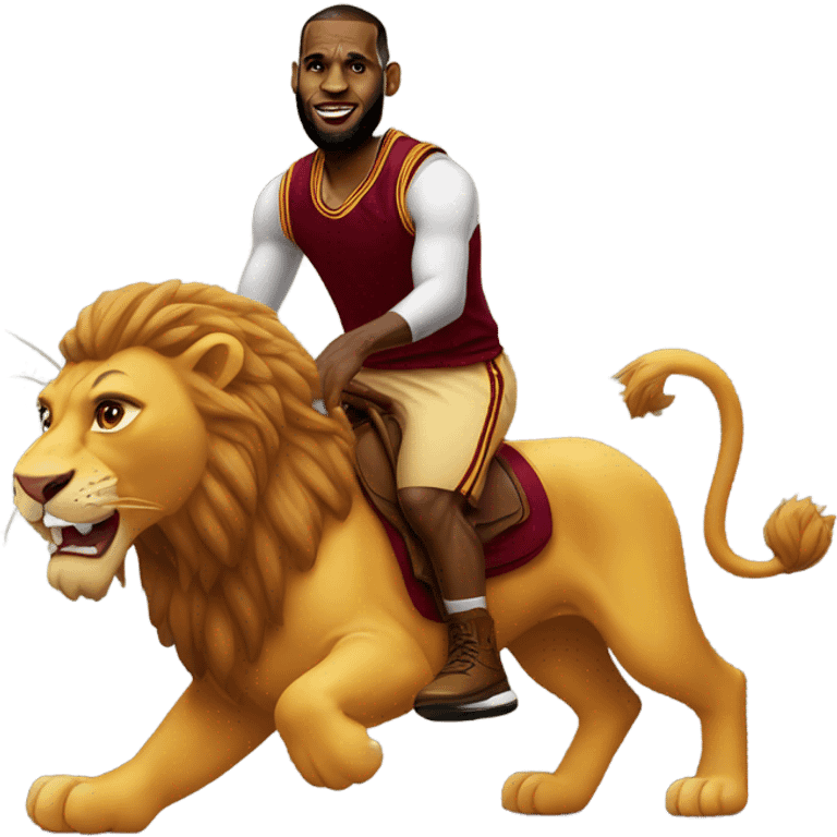 LeBron James riding a lion emoji