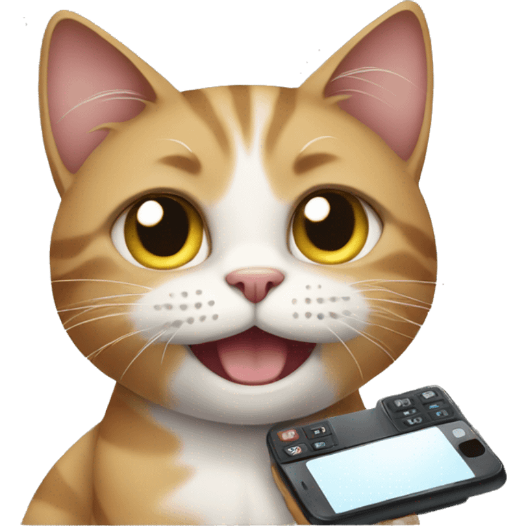 Cat with phone emoji