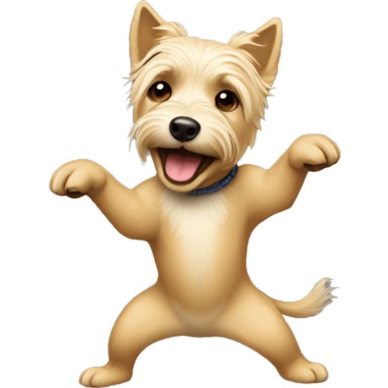 Small blonde terrier dancing emoji