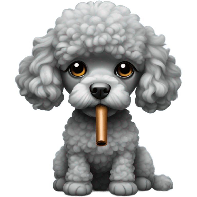 Sad gray toy poodle smoking a pipe  emoji