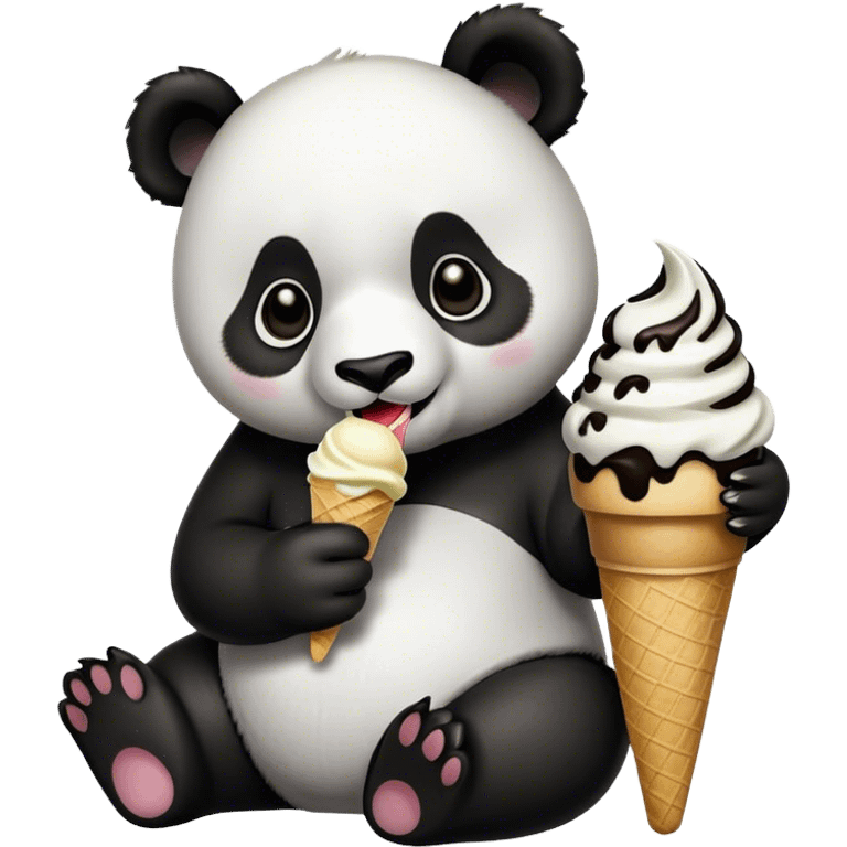 Panda eating ice cream emoji