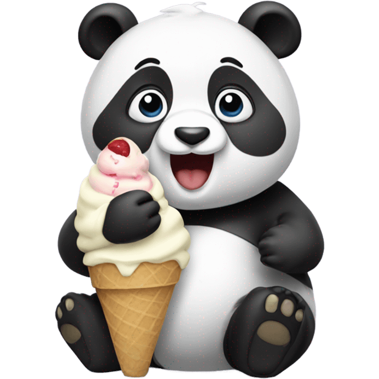 Panda eating ice cream emoji