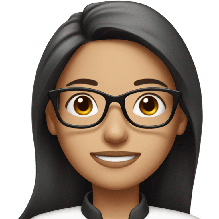 long brunette hair girl with black glasses and a pink chef outfit emoji