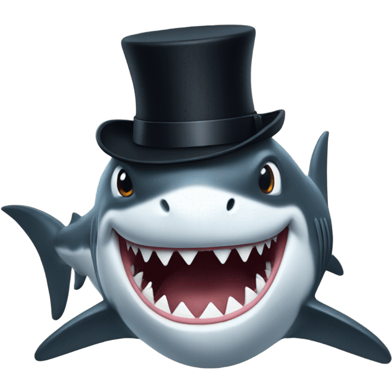 Shark with a top hat emoji