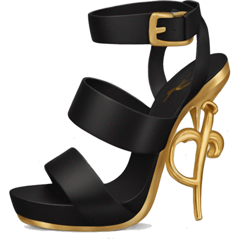 Black sandals with gold YSL heel  emoji