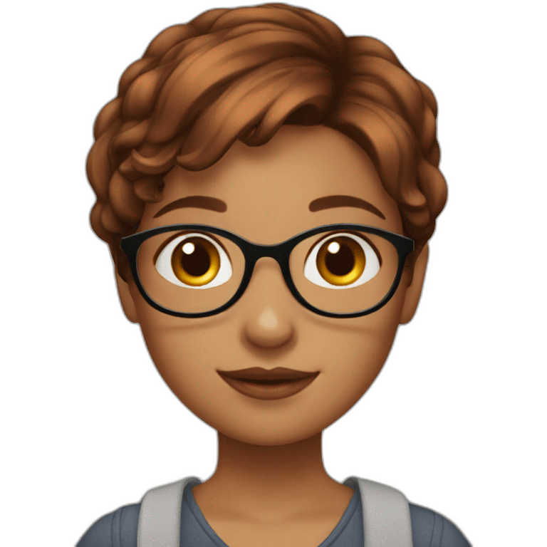 girl brown pixie hair with book emoji