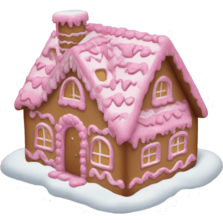 Pink gingerbread house emoji