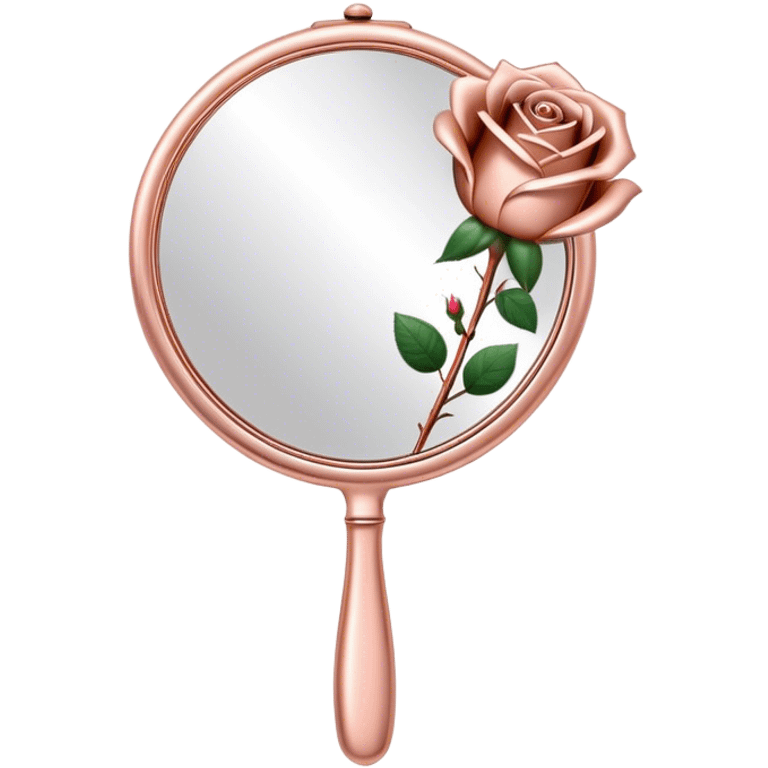 Rose gold Handheld mirror with roses emoji