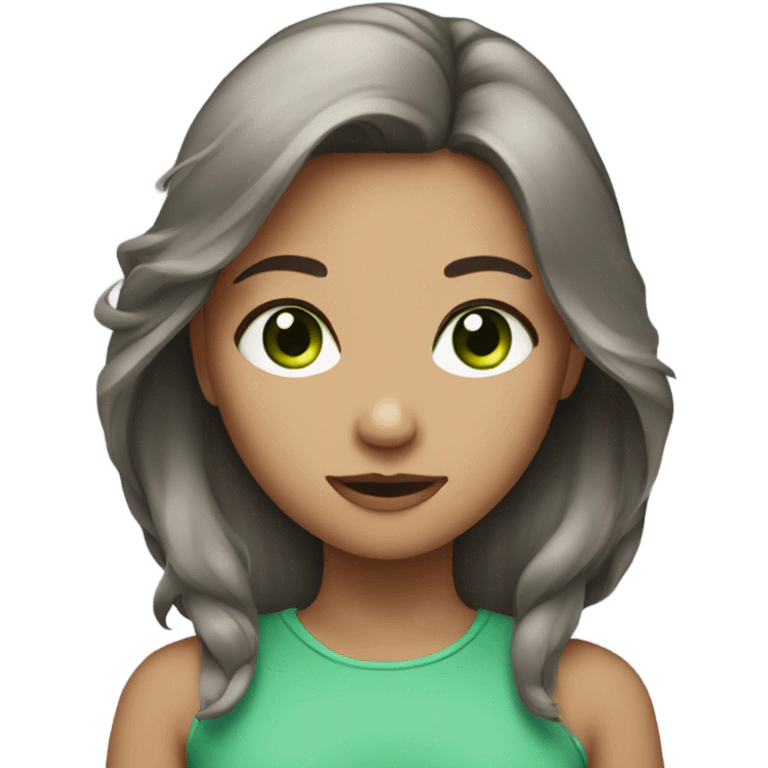 girl with brown and gray hair and green eyes emoji