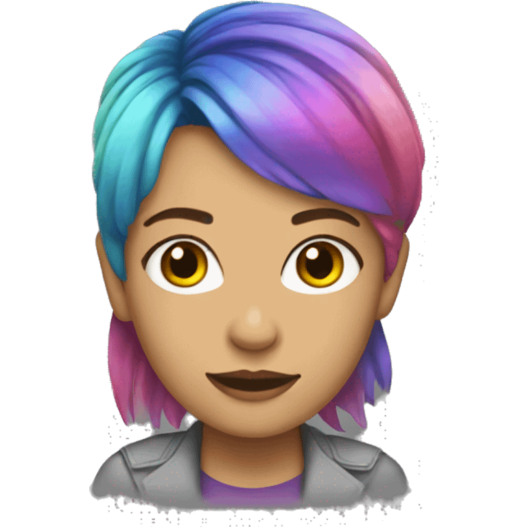 Emma Myers with rainbow hair emoji