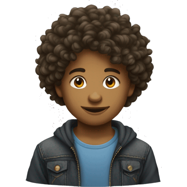 enfant garçon métisse cheveux bouclés emoji