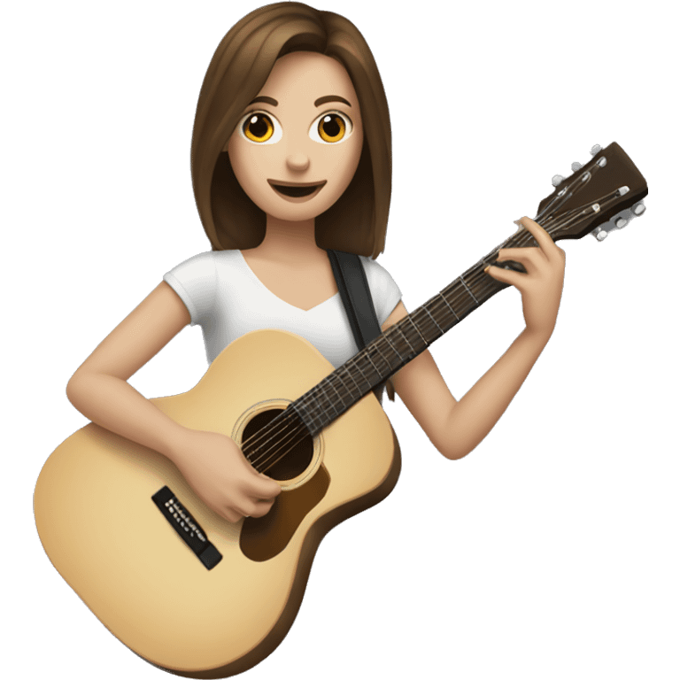 a white woman with brunette hair playing guitar emoji