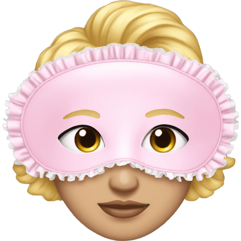 Light pink Frilly satin sleeping mask emoji