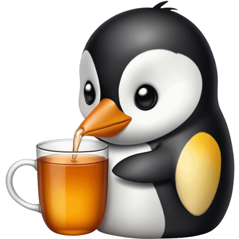 Penguin drinking tea emoji