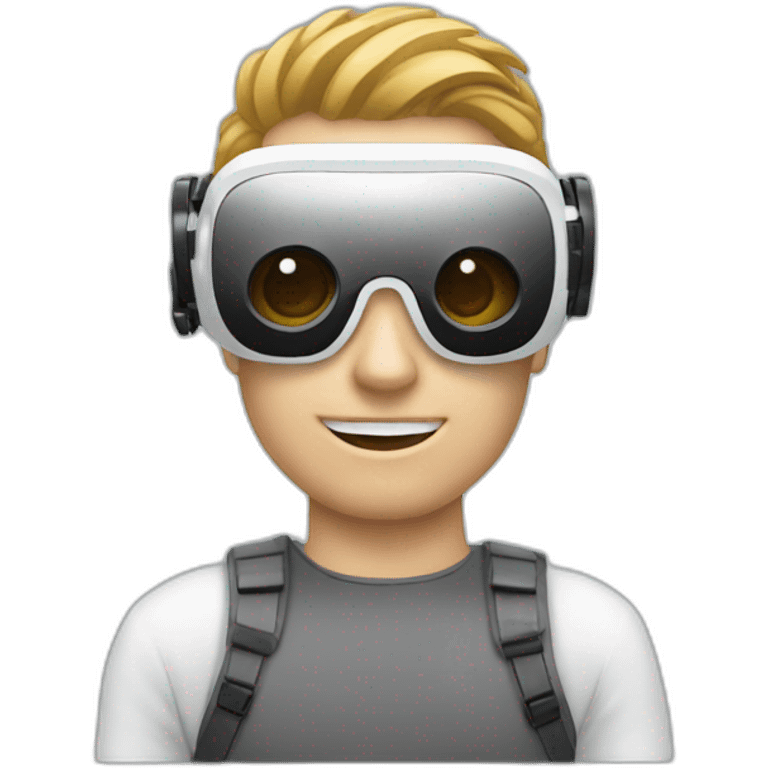 iphone style emoji of white person with meta virtual reality goggles  emoji