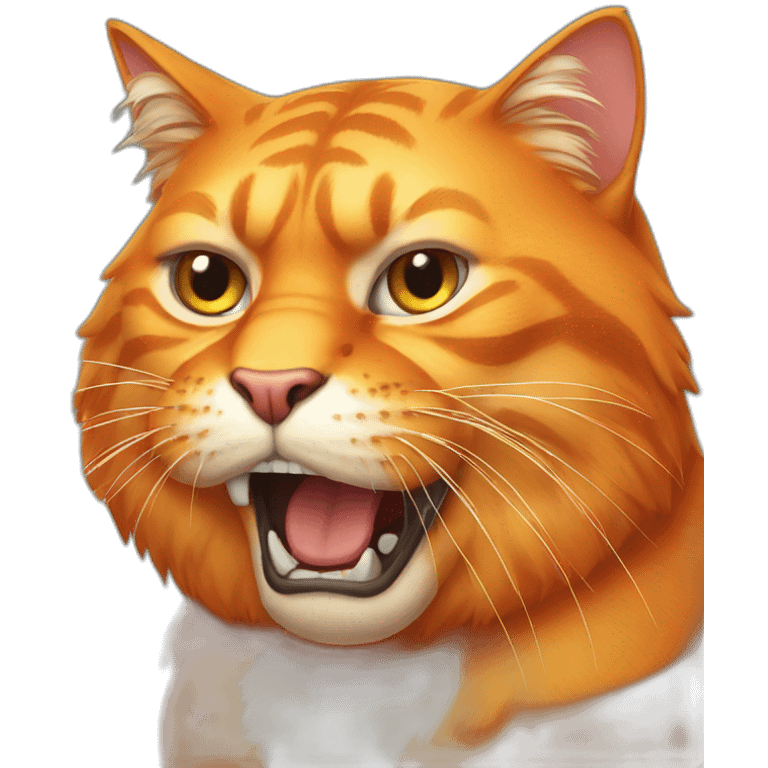 big orange cat with angry face emoji