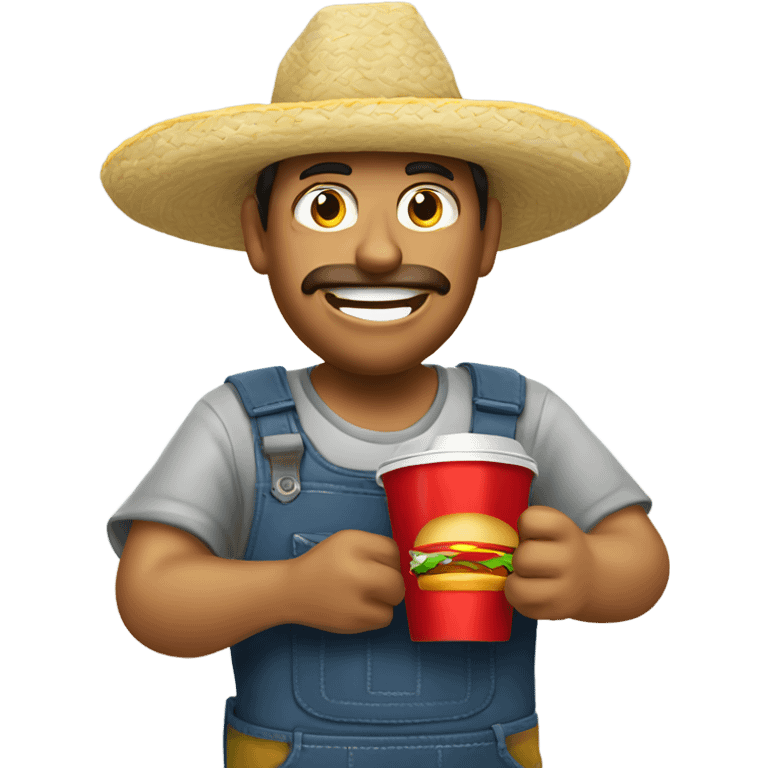 A Mexican field worker eating McDonald’s on the job emoji