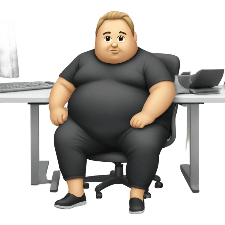 Fat person sitting on computer emoji