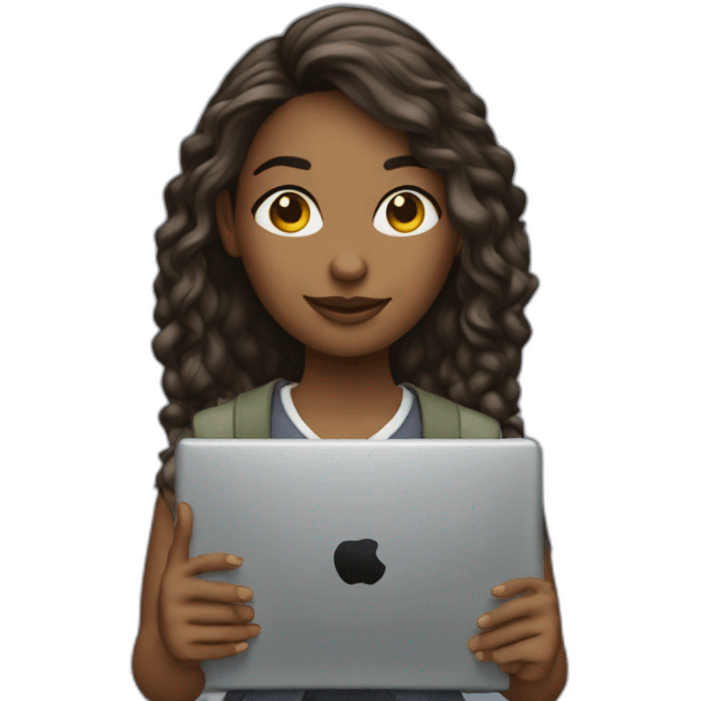 IT girl student holding laptop emoji