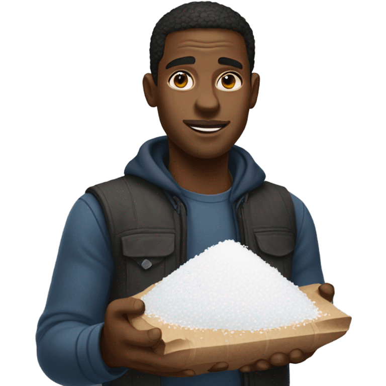 Black man rolled up dollar pile of salt  emoji