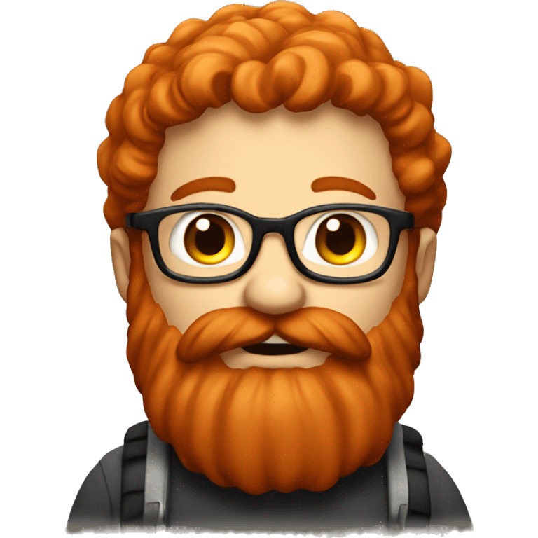 A bold guy with a red full beard learning something with an iPad in h emoji