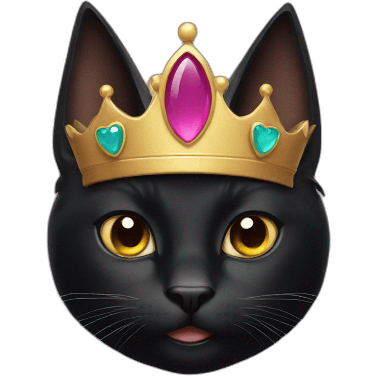 Black cat wearing a crown emoji